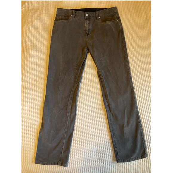 PrAna Men's Sustainer Slim Fit Charcoal Gray Corduroy Straight Leg Pants 36/32 - Picture 1 of 14